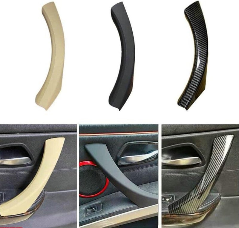 Bayyee 6Pcs/Set Carbon Fiber ABS Inner Interior Door Panel Pull Handle Cover for BMW E90 325i 328i 335i 330i 2006 2007 2008 2009 2010 2011 (Black) - Image 2